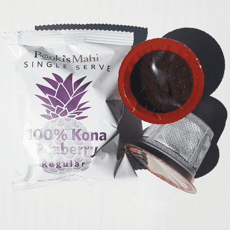 Pooki's Mahi 100% Kona Coffee Peaberry Pods for Single Serve Coffee