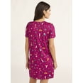 thumbnail image 2 of Joyspun Women’s Print Sleep Shirt with Short Sleeves, Sizes S/M-2X/3X, 2 of 5