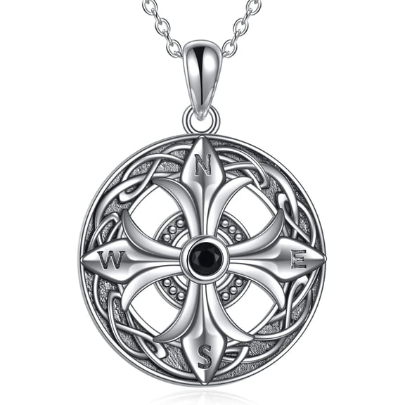 Viking Compass Necklace Sterling Silver Celtic Knot Runes Vegvisir Pendant Necklace Nordic Amulet Pagan Jewelry Gifts for Men Women