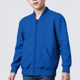 thumbnail image 2 of KPOPLK Kids Zip Up Bomber Jacket 1-8 Years Long Sleeve Baseball Collar Sweatshirt Fall School Clothes Size 7-8 Years,Dark Blue, 2 of 8