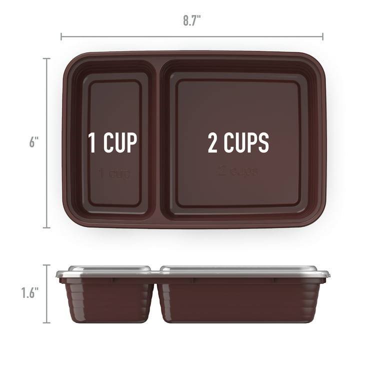 Bentgo Prep 2-Compartment Meal-Prep Containers with Custom-Fit Lids -  Microwaveable, Durable, Reusable, BPA-Free, Freezer and Dishwasher Safe Food  Storage Containers - 10 Trays & 10 Lids (Burgundy) 