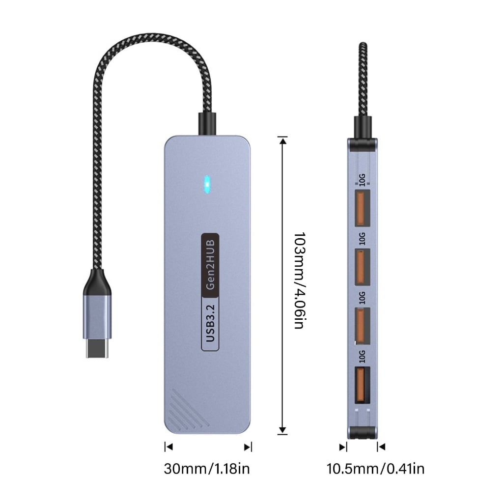 Gieenan 4Port USB C Hubs Aluminum USB3.2 Expander 10Gbps Data Transfer Adapter for Laptop Desktop PC Mobile Phones Devices