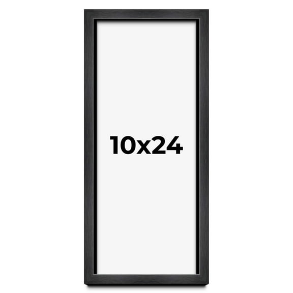 10x24 - 10 x 24 Charcoal Flat Solid Wood Frame with UV Framer's Acrylic & Foam Board Backing -