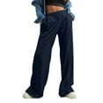 thumbnail image 2 of Oversized Wide Leg Sweatpants Women High Waisted Yoga Joggers with Pockets Joggers Sport Workout Active Baggy Trousers 06-Navy XXL, 2 of 5