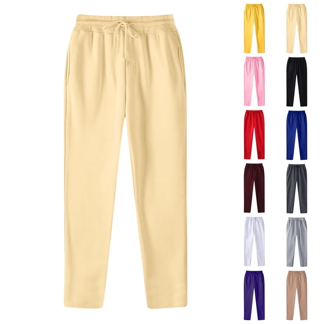 LIBRCLO Mens Sweatpants Open Bottom,Baggy Jogger Pants with Pocket,Beige Sweatpants Men