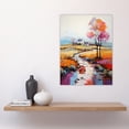 thumbnail image 2 of Modern Colourful Country Landscape Oil Painting Cottage Beside Stream Large Wall Art Poster Print Thick Paper 18X24 Inch, 2 of 5