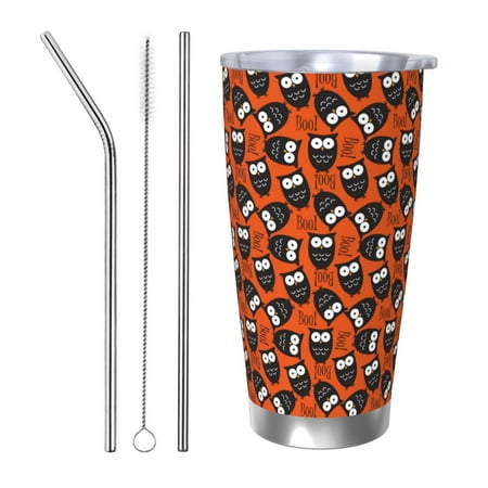 

Goofa Owls And Boo for 20 oz Skinny Tumbler Stainless Steel Coffee Mug Slim Vacuum Insulated Travel Cup Car Cup-Straw Three-piece Set