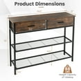 thumbnail image 3 of Fonirra Console Table with 2 Drawers for Entryway Industrial Narrow Long Sofa Table with Metal Frame Storage Shelves for Living Room,Kitchen,Entryway,Black Walnut, 3 of 7