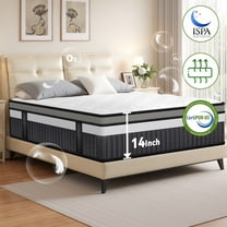 King Mattress 14 inch Qvamodo Hybrid Mattress Cooling Memory Foam Mattress in a Box with Individually Pocket Springs CertiPUR-US Certified Medium Firm Breathable Pressure Relief White