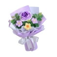 thumbnail image 3 of Ramo de flores de ganchillo con hojas de eucalipto artificiales y flores preservadas. Púrpura, 3 of 9