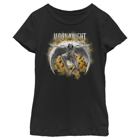 Girl's Marvel: Moon Knight Jumping Into Action Graphic Tee Black Medium