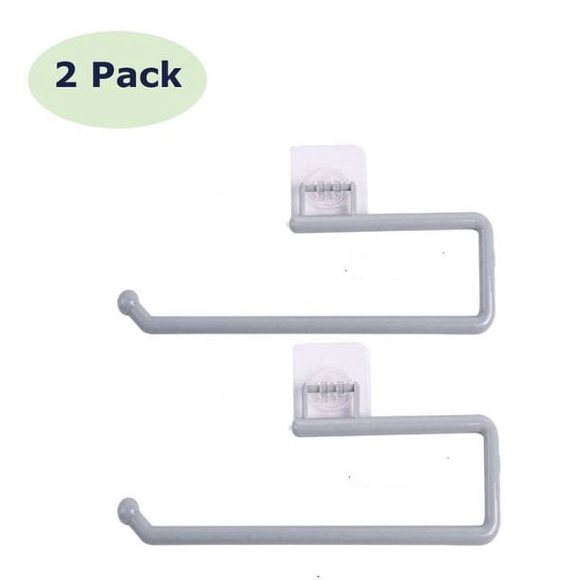 Paquete de 2 soportes para toallas de papel de cocina, sin perforaciones, estante para trapo montado en la pared para cocina, blanco