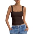 thumbnail image 2 of RKSTN Sleeveless Workout Tops for Women Square Neck Tank Tops for Women Stretch Flattering Athletic Gym Summer Outfits for Women（Brown ,XL), 2 of 5