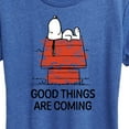 thumbnail image 3 of Peanuts - Good Things Are Coming  - Women's Short Sleeve Graphic T-Shirt, 3 of 6