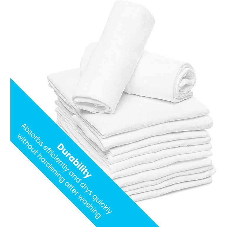 Zeppoli Classic Dish Towels - 30 Pack - 14 by 25 - 100% Cotton Kitchen  Towels - Reusable Bulk Cleaning Cloths - Blue Hand Towels - Super Absorbent  