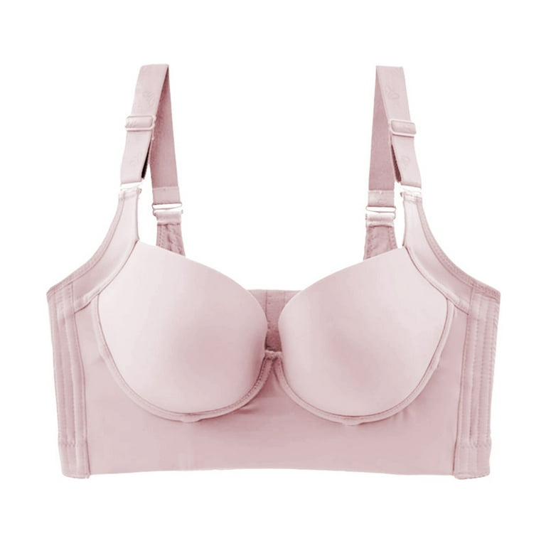 Mlqidk Padded T Shirt Bras for Women Plunge Push up Bra Plus Size Underwire  Bra Pink 34F
