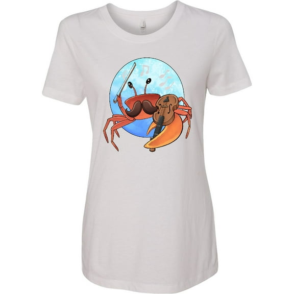 Inktastic Fun Fiddler Crab with Violin and Mustache Women's T-Shirt