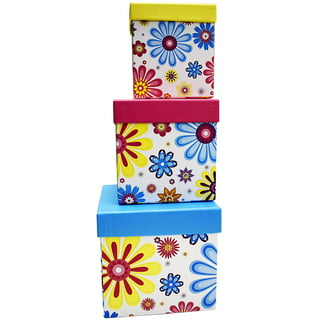 Set of 10 Nesting Gift Boxes with Lids, Cardboard Box with Silver Foil Star  Designs (10 Sizes)
