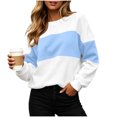 thumbnail image 4 of Sweatshirts for Women Color Blocked Fashionable Loose Round Neck Pullover Top Casual Long Sleeved Lounge Travel Work Hiking Outfit Fall Clothes, 4 of 9