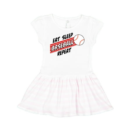

Inktastic Eat Sleep Baseball Repeat Gift Toddler Girl Dress