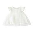 thumbnail image 1 of Enfants Bébé Filles Maille Robe Manches Courtes Cou Perle Décoration Été Décontracté une Robe Midi Doublée Rose 18-24 Mois, 1 of 8