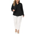 thumbnail image 2 of Agnes Orinda Women's Plus Size Tie V Neck Long Sleeve Wear-to-Work Chiffon Shirt 3X Black, 2 of 6
