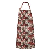 Red Christmas Collage Apron-Garden Aprons for Women with Pockets-Cotton Linen Waterproof Kitchen Cooking Gardening Aprons Adjustable for Kitchen,Cooking,BBQ and Salon 32"x27"