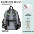 thumbnail image 5 of Mushroom and Moon Black Pattern Backpack for School, Cute School Bag with Adjustable Shoulder Straps and Padded Back, 13.4"x11"x4.7", 5 of 5