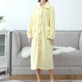 thumbnail image 2 of POIUYTR Women's Plush Long Robe Warm Soft Fleece Bathrobe Button Up Housecoat Winter Fuzzy Spa Bath Robe Loungewear Sleepwear with Pockets, 2 of 5
