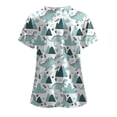 thumbnail image 3 of felwors Scrub Tops Women Short Sleeve V-Neck Holiday Printed Medical Nurse Uniforms Scrub Tops Shirt with Pockets (Sky Blue, S), 3 of 4