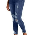 thumbnail image 4 of Women'S Ripped Skinny Jeans Solid Color Essentials Mid Rise Destroyed Skinny Jeans Blue M, 4 of 7