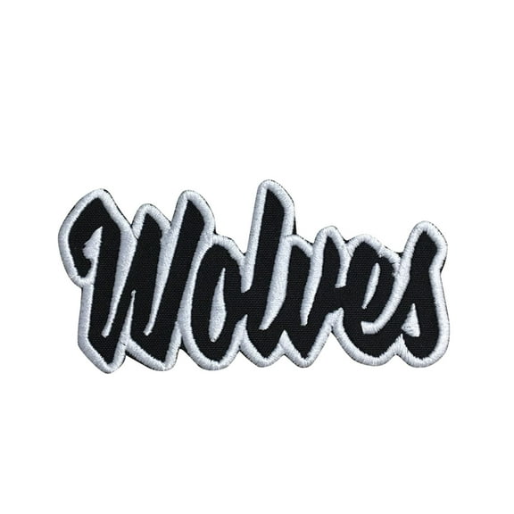 Wolves - Black/White - Team Mascot - Words/Names - Iron on Applique/Embroidered Patch
