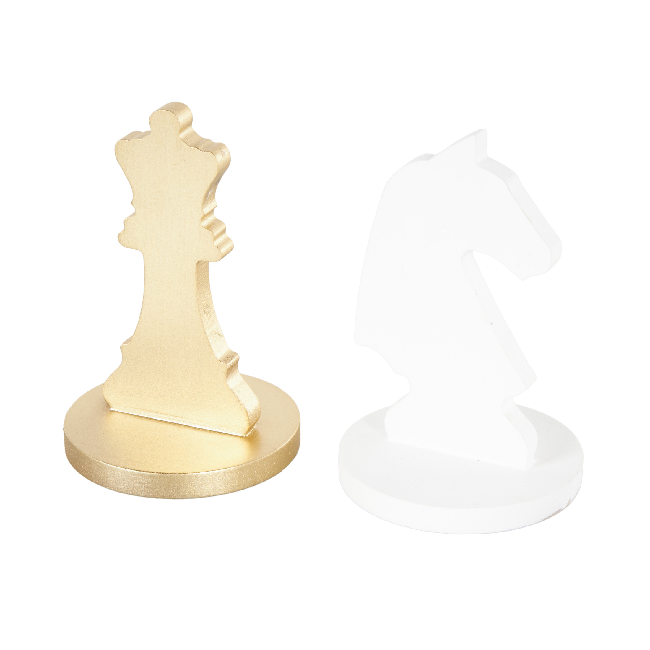 DecMode 12" x 6" Black Wood Chess Game Set with Gold and White Pieces, 1-Piece