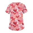 thumbnail image 4 of Dwralegc Valentines Day Scrub Uniforms Women V Neck Shirts Heart Pattern Short Sleeve Nursing Oversized T Shirts Stretch Uniform Watermelon Red 2XL, 4 of 5