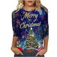 thumbnail image 3 of Wiyuqeen Xams Tree Christmas Shirts Women 3/4 Sleeve Party Shirts Crew Neck Causal T Shirts Plus Size Fall Blouses for Ladies, 3 of 6