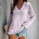 thumbnail image 2 of KIHOUT - Blusas casuales para mujer, liquidación 2024, moda clásica, blusa lisa con cuello en V, blusas básicas holgadas de otoño, blusas tipo túnica de manga larga, 2 of 4