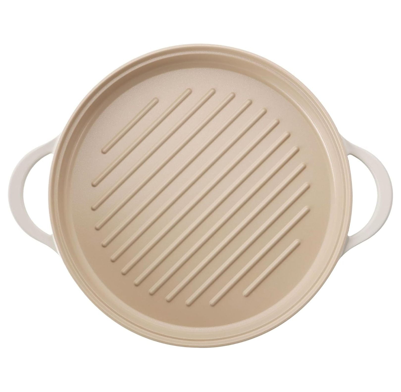 YfulYde FIKA 10inch 26cm Ivory Round Grill Pan, Impact Induction Heating