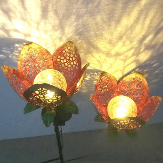 Solar Garden Light Hollow Flower Light-Red