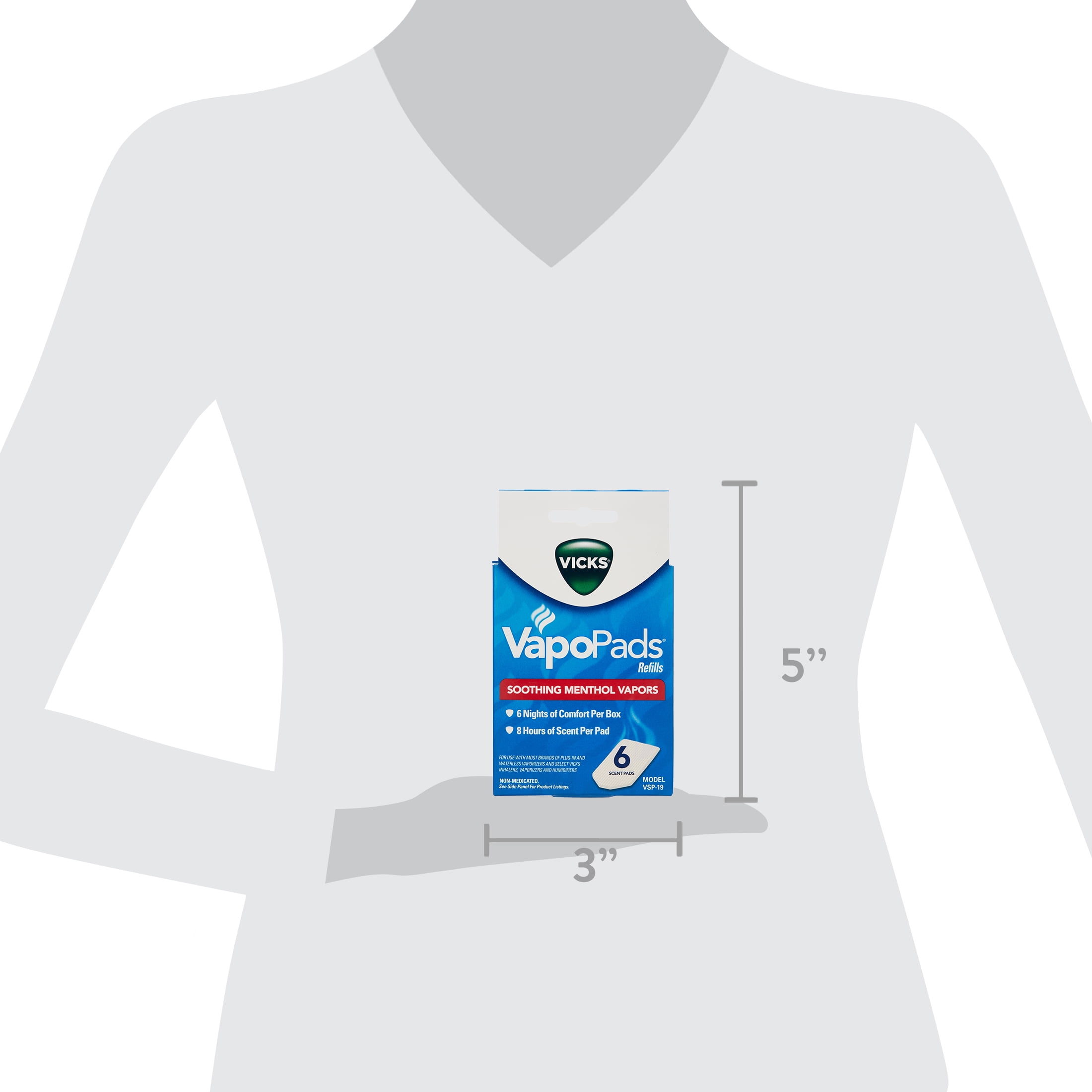Vicks VapoPads Scent Pads, Soothing Menthol Vapors, Refills, Family Pack - 12 scent pads