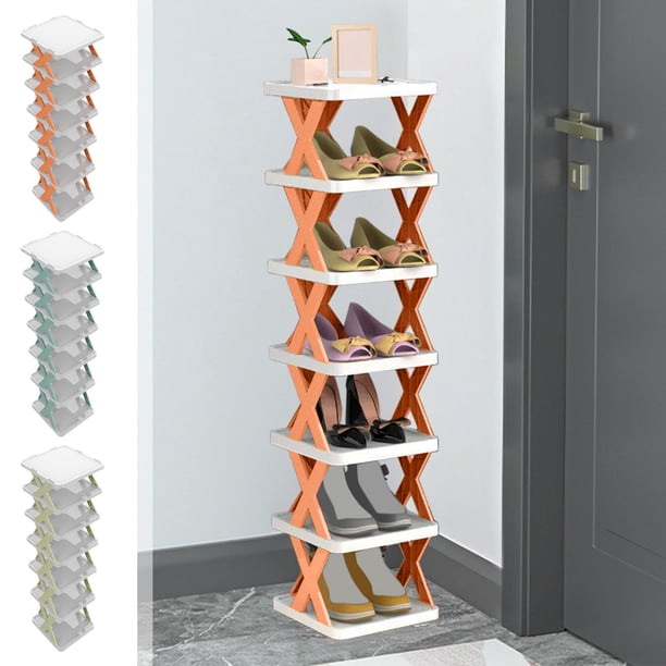 Estantería de almacenamiento de plástico azul, multicapa, desmontable, organizador para zapatos y plantas, ideal para sala de estar (1 pieza). Rkxzt