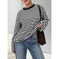 thumbnail image 3 of WIHOLL Long Sleeve Shirts for Women Plus Size Crewneck Sweatshirts Fashion Striped Pullovers Casual Loose Fit Fall Spring Tunic Tops, 3 of 9
