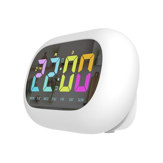 Wdhugt Led Digital Alarm Clock With Rgb Mirror Night Light Usb Charging Port Snooze Function For Bedroom Desk Teens Kids