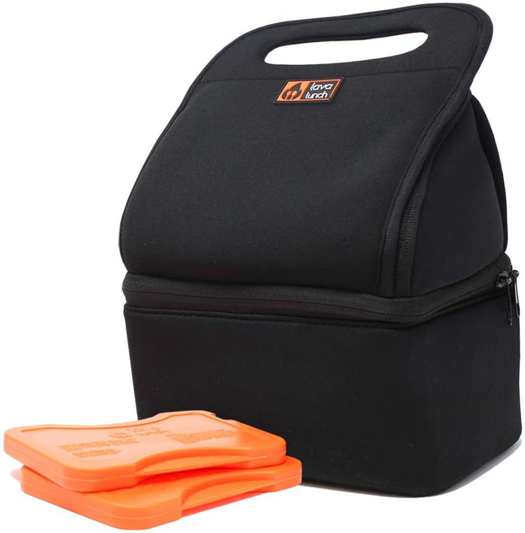 Lava Lunch️ Lunch Box Insulated Lunch Bag | Large Heated & Cooled Double  Deck Lunch Box for Men, Women, & Kids (Black) | Comes with Heat Packs (Lava