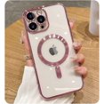 thumbnail image 1 of KOMI Magnetic Case for iPhone 15 Pro Case [Compatible with MagSafe] Full Camera Protection Clear Plating Luxury Cover for Women Men Soft TPU Bumper Drop Protective Phone Case (6.1"), Pink, 1 of 5