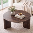 thumbnail image 5 of Aitjunz 33" Round Coffee Table, Modern Wood Center Table with Unique Pedestal Base for Living Room, Brown, 5 of 8
