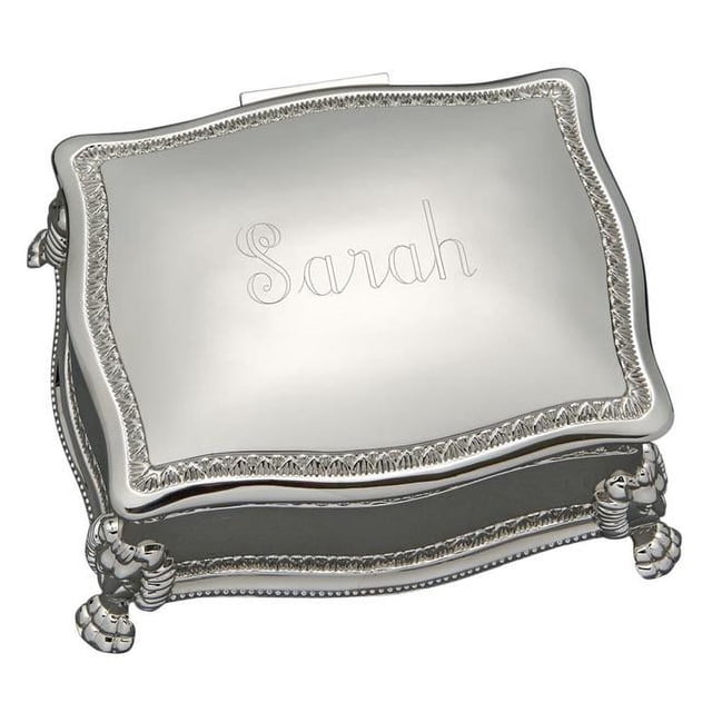 Creative Gifts International 022023 6 in. Nickel Plated Figaro Rectangular Jewelry Box - White