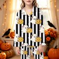 thumbnail image 2 of CAIVO Kids Girls Halloween Print Pajama Sets Lapel Long Sleeve Button Down Shirt With Pants 2 Piece Casual Home Nightwear, 2 of 5