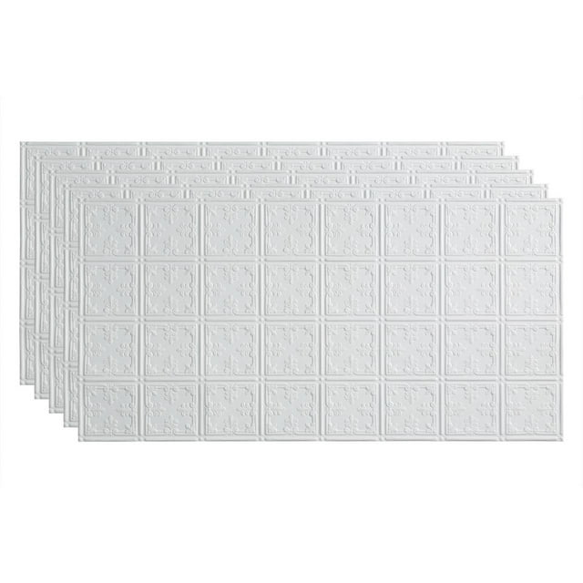 FASÄDE Traditional 10 Decorative Vinyl 2ft x 4ft Glue Up Ceiling Panel in Matte White (5 Pack)