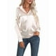 thumbnail image 3 of Blusas de Satén para Mujer, Informales, de Larga, con Botones, Elegantes, para Trabajo y Negocios Champán XL, 3 of 10