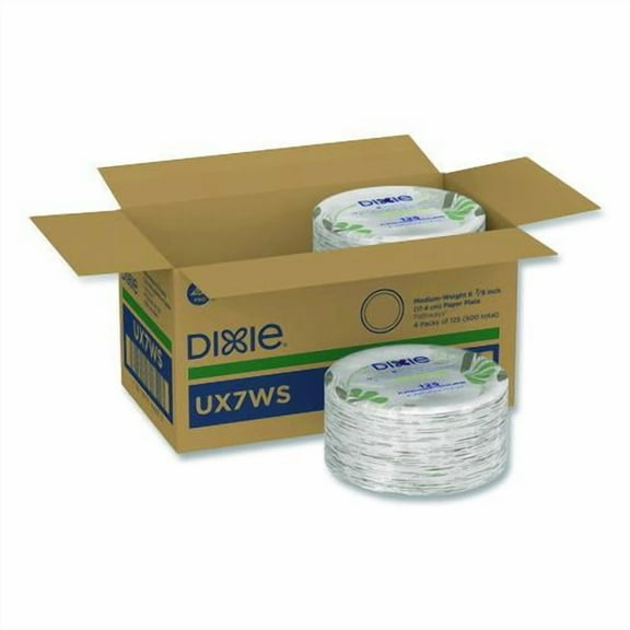 Pathways Soak-Proof Shield Mediumweight Paper Plates, WiseSize, 6.87" dia, Green/Burgundy, 500/Carto | Bundle of 2